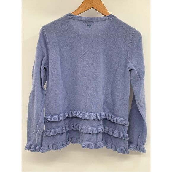 Tyler Boe Cashmere Sweater Women‎ Small Pullover Blue Ruffle Bottom Long Sleeve - Picture 2 of 8